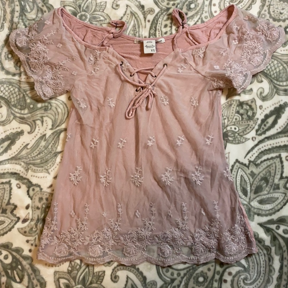 Pink off the shoulder blouse